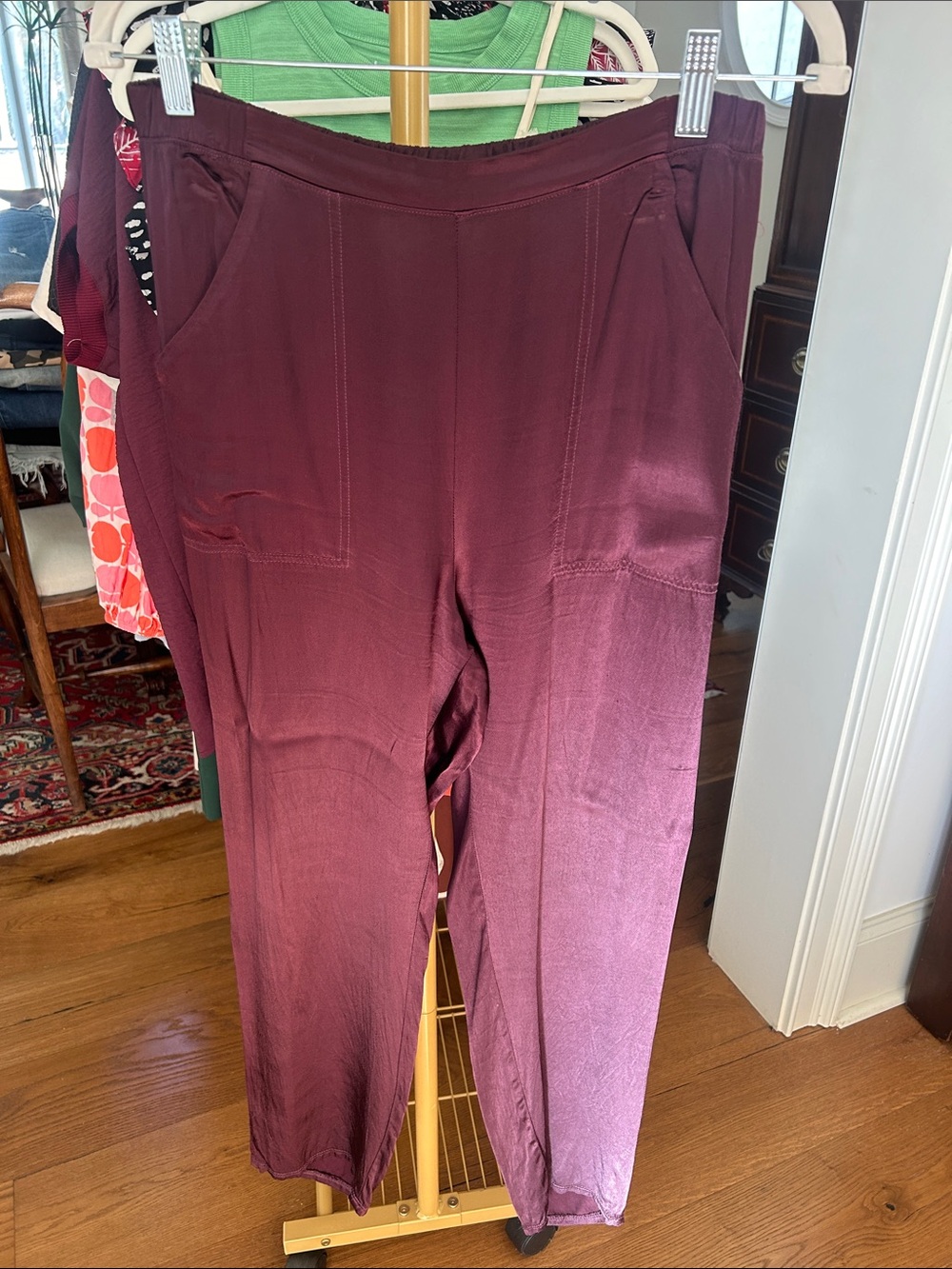 Nation LTD Burgundy Pull-On Wide Leg Cropped Pants